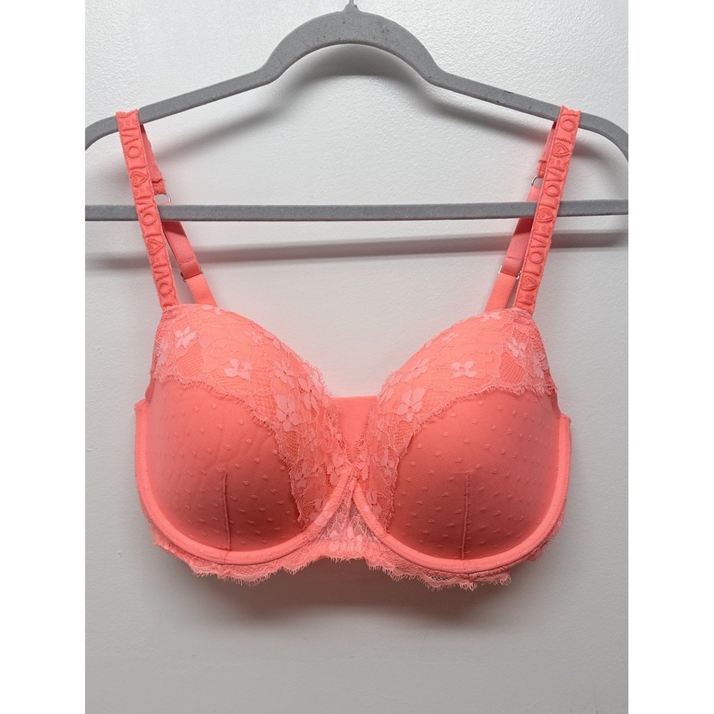 Victoria's Secret Dream Angles Lace Neon Pink Orange Bra 36DDD‎ #11